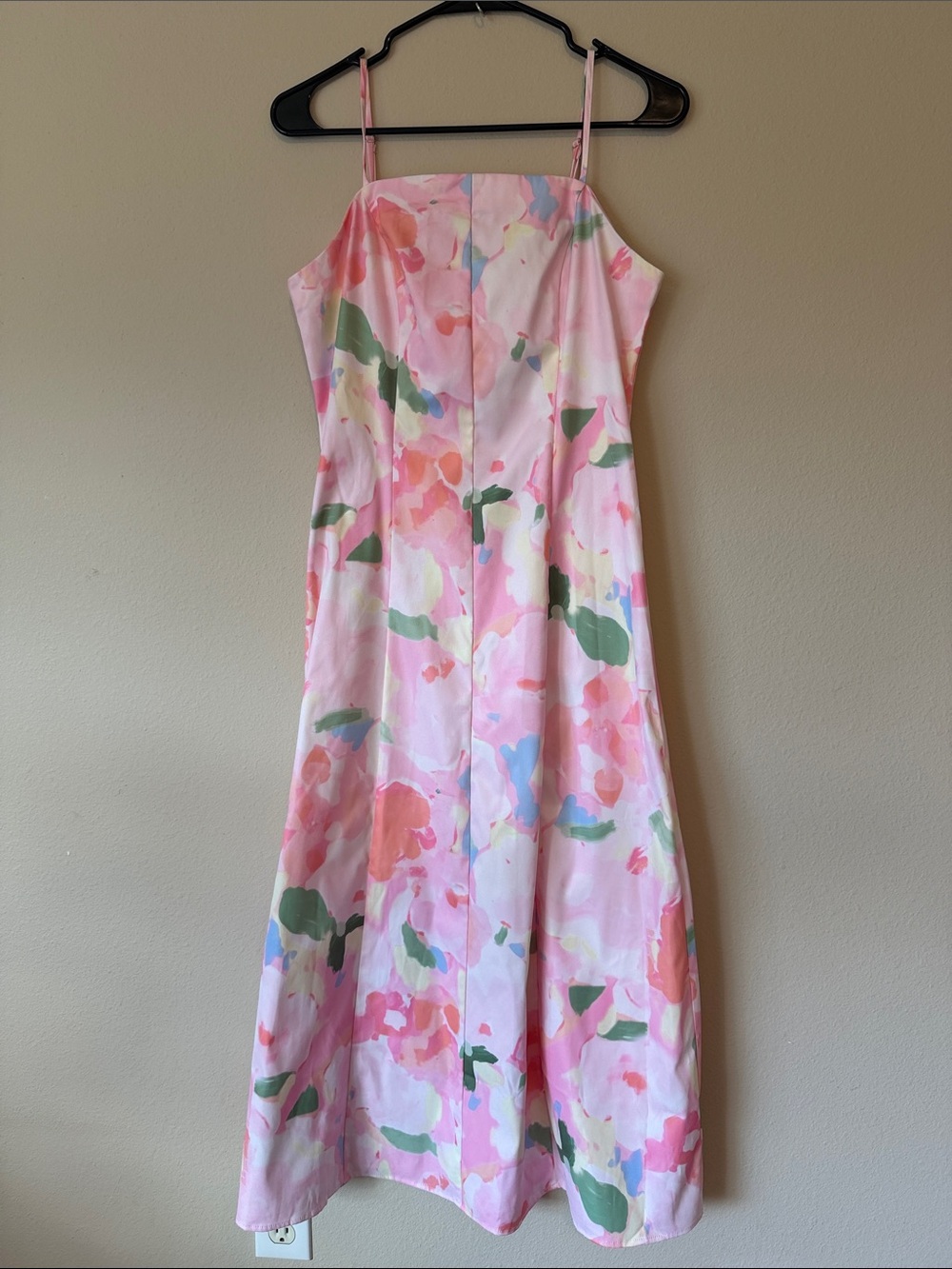 RIHOAS Pastel Watercolor Floral Midi Dress in Pink, Green and Coral - Picture 2 of 6